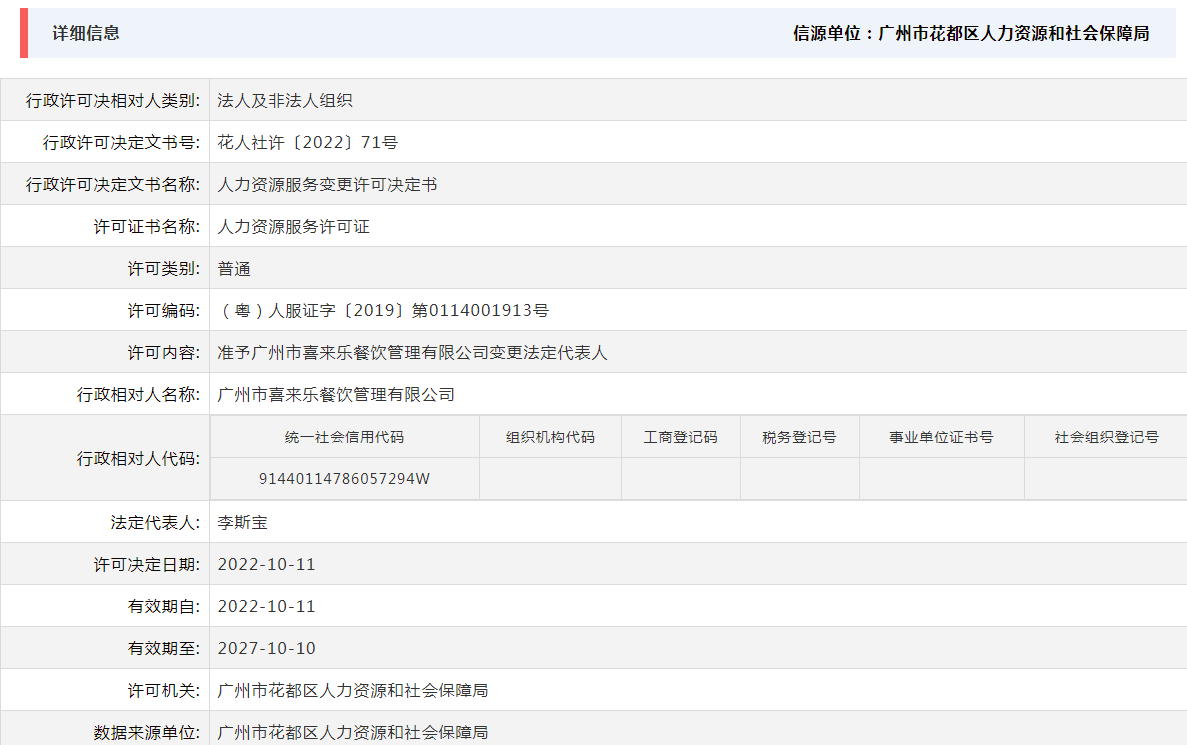 10.11准予广州市喜来乐餐饮管理有限公司变更法定代表人.png