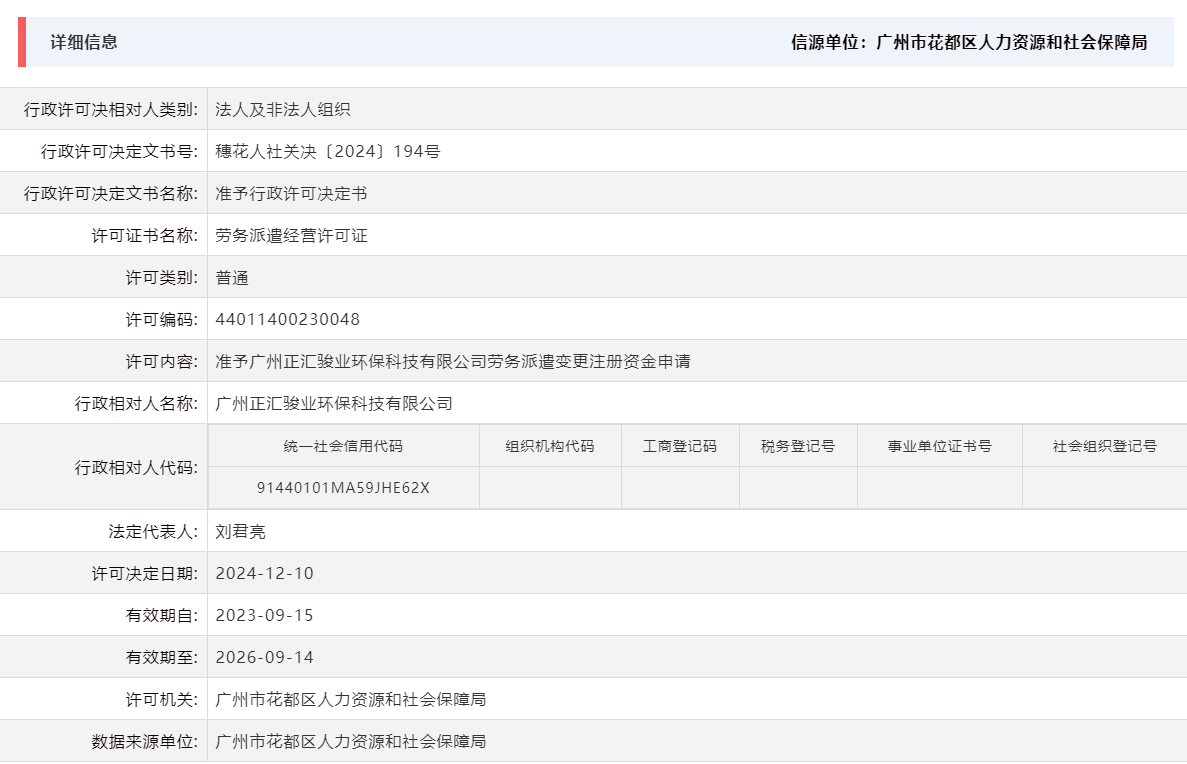 12.10准予广州正汇骏业环保科技有限公司劳务派遣变更注册资金申请.png