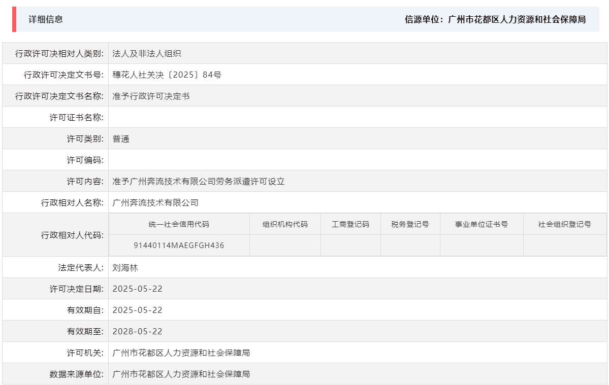 5.22准予广州奔流技术有限公司劳务派遣许可设立.png